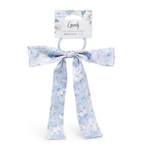 Goody x LoveShackFancy Ruffle Bow Hair Ponytail Everblooming Rosettes Blue